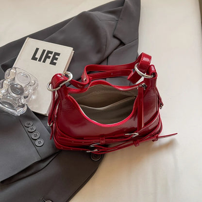 Sac à Bandoulière Rouge Design Ceinture